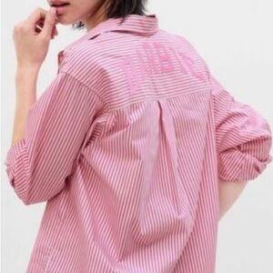 Gap x Barbie adult organic cotton stripe big shirt